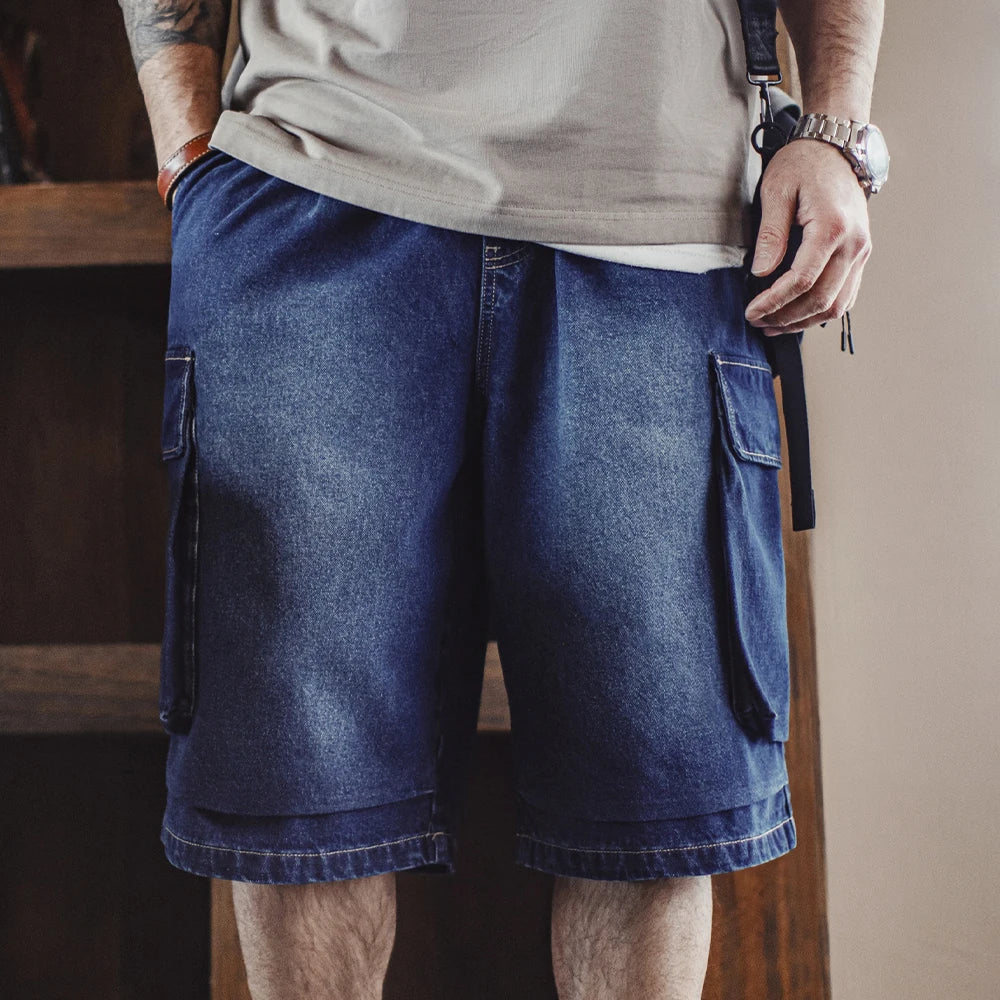 Herren Denim Shorts im Vintage-Stil mit losser Passform und elastischer Taille