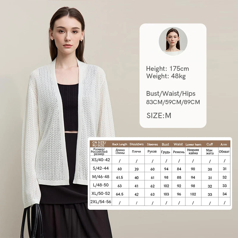 Damen-Strickjacke Lyocell V-Ausschnitt Glockenärmel Gürtel locker Frühling