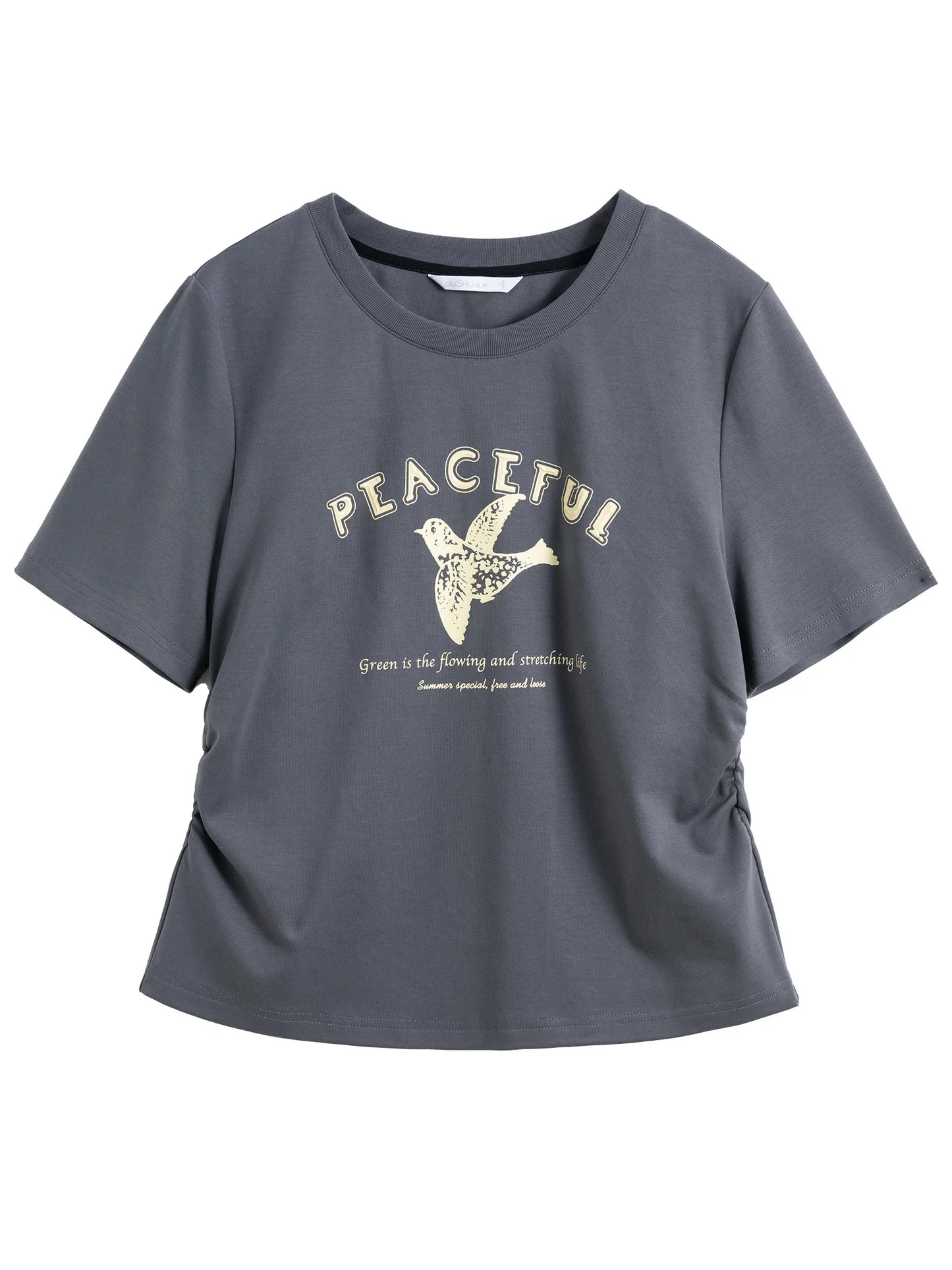 Damen Sommer-Spitzenshirt mit kurzen Ärmeln und Front-Zugband – Elegantes Oberteil für das Büro in Schwarz oder Beige