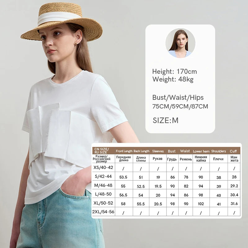 Damen T-Shirt im minimalistischen Stil mit lässigem Komfort und geradem Spleißen