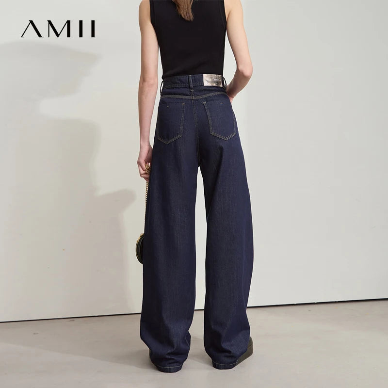 Damen Jeans aus Lyocell-Baumwolle mit weiten Beinen im Retro-Look