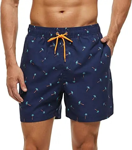 Herren-Badeshorts mit Farbverlauf, schnelltrocknend, mit Reißverschlusstaschen und Mesh-Futter – modische Schwimmshorts für den Strand