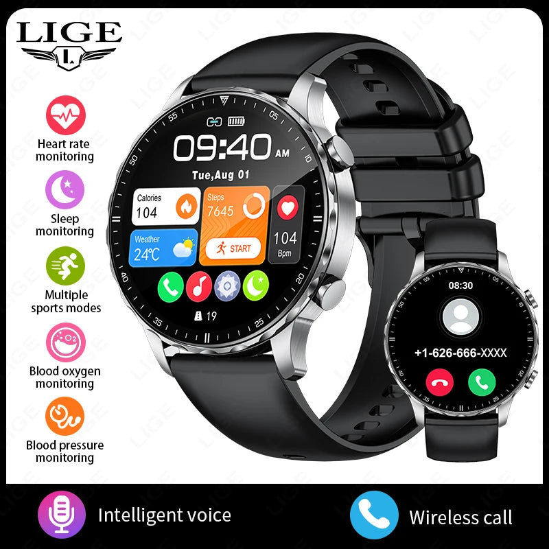 Herren und Damen Smartwatch mit IP68 wasserdichter Funktion und Bluetooth-Anruf