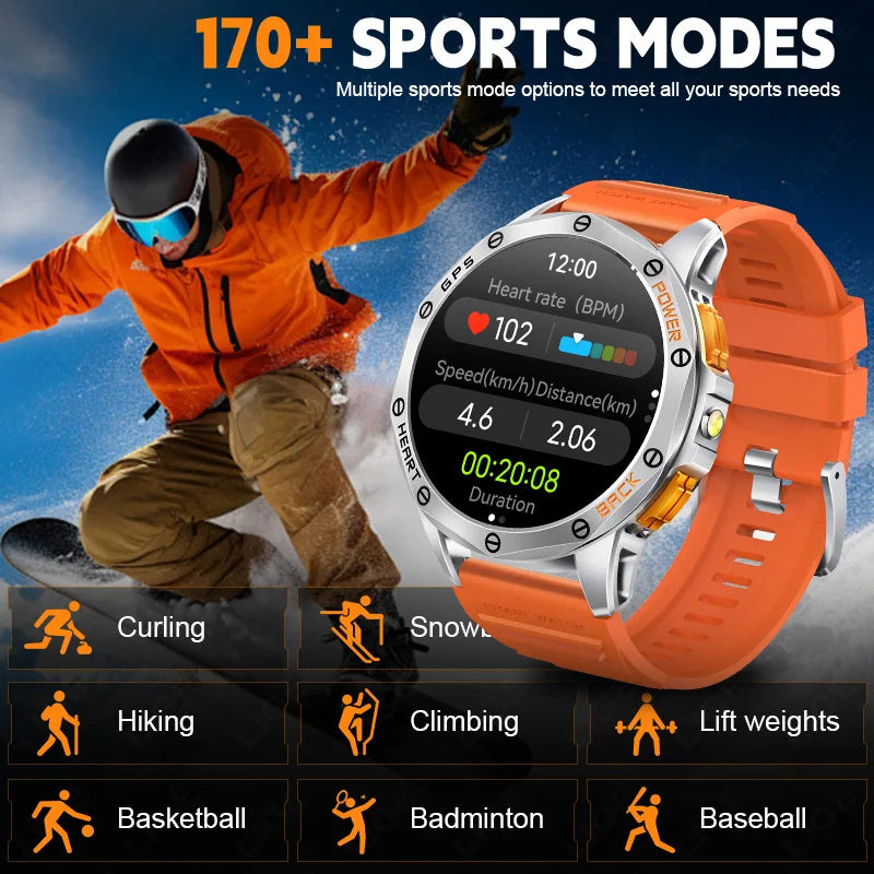 LIGE 2025 Neue Outdoor GPS Smart Uhr Männer 1,43 "AMOLED 530 mAh Batterie Militär LED Kompass Taschenlampe 100 + sport Smartwatch Mann