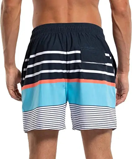 Herren-Badeshorts mit Farbverlauf, schnelltrocknend, mit Reißverschlusstaschen und Mesh-Futter – modische Schwimmshorts für den Strand