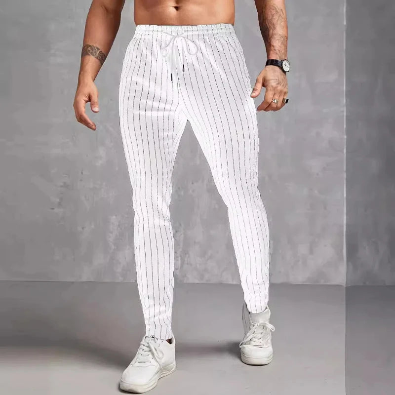 Neue Herren-Freizeithose mit gestreiften Taschen für Frühling und Sommer