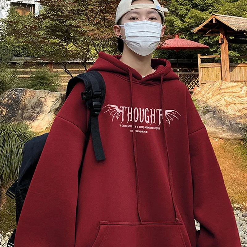 Herbst Goth Rose Grafik Druck männer Hoodies Hip Hop Mode Y2K Streetwear Kleidung Casual Fleece Lose Pullover Sweatshirts