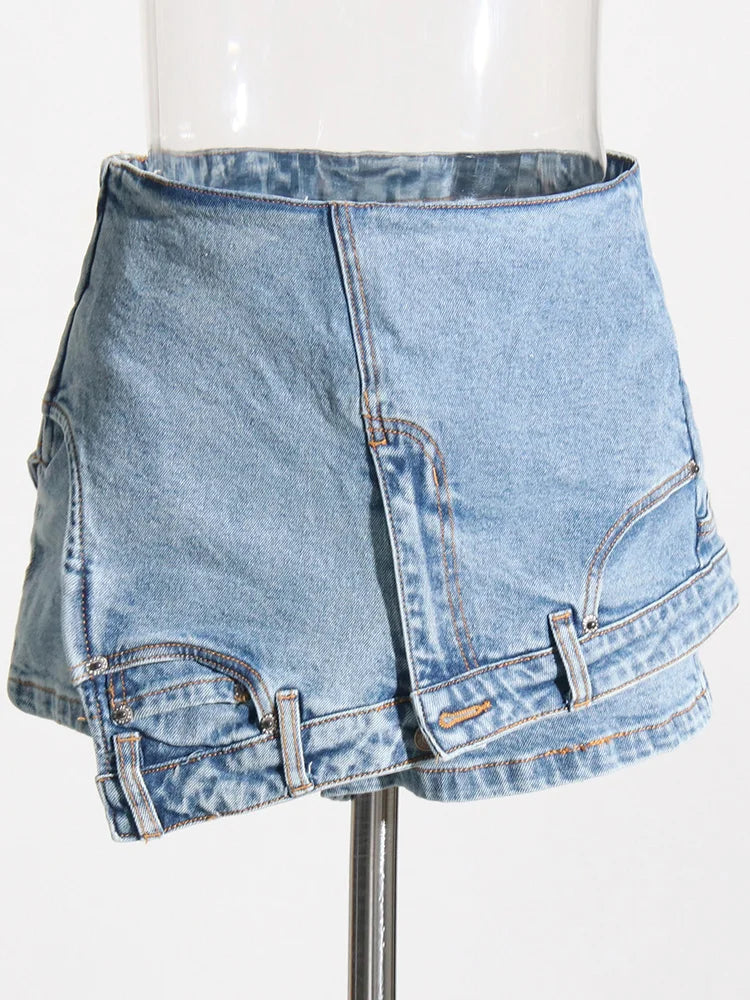 Colorblock-Leoparden-Jeans mit Hohldesign für Damen – High-Waist, gespleißte Taschen und weites Bein