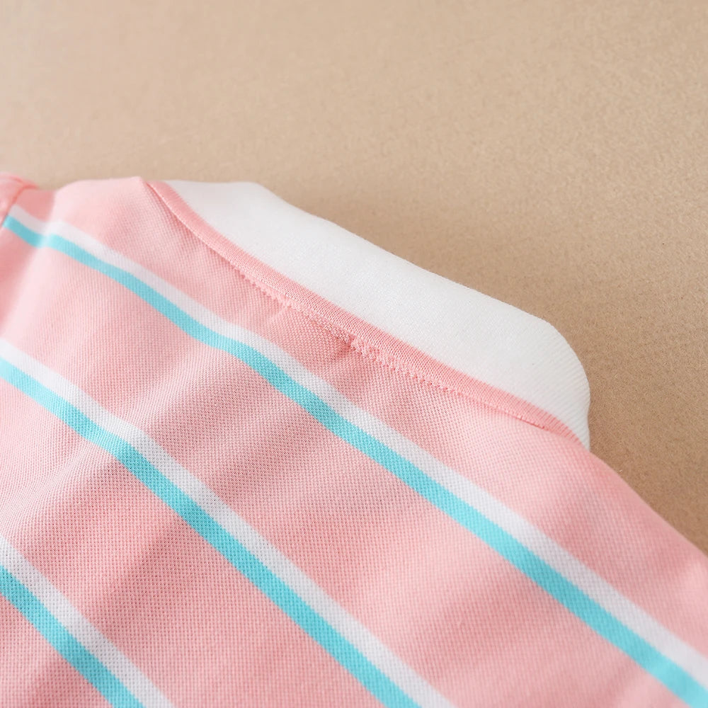 Mädchen Polo Sommer Kinder Kurzarm Baumwolle T-Shirts 2024 neue Kinder drehen Kragen gestreifte Kleidung Mädchen Tops für 5-12 Alter