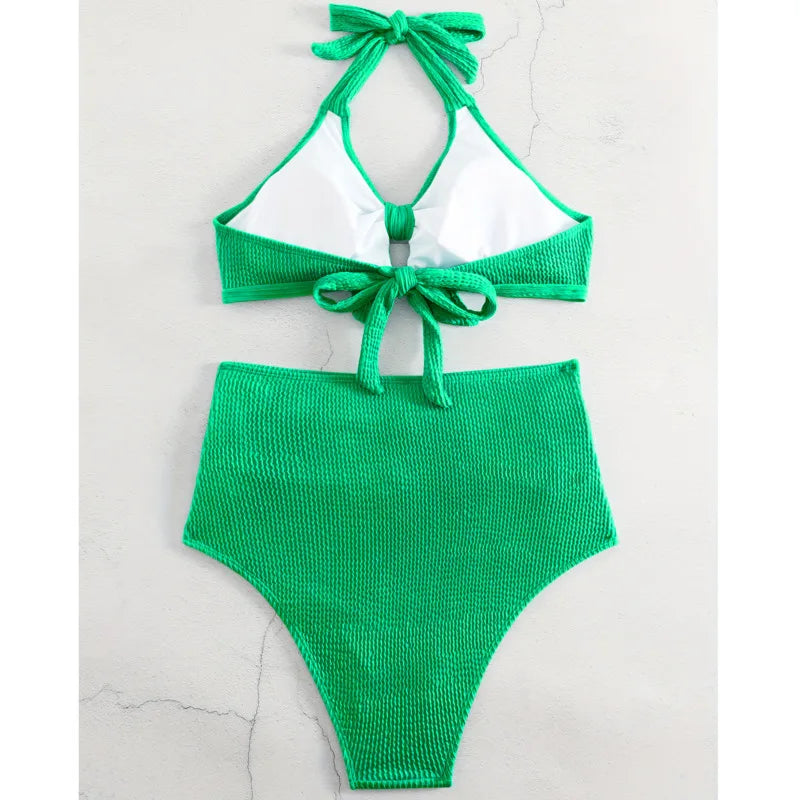 Schwarzer Sexy Tanga-Bikini für Damen in Unifarbe – Brasilianisches Badeanzug-Set für Strand und Pool