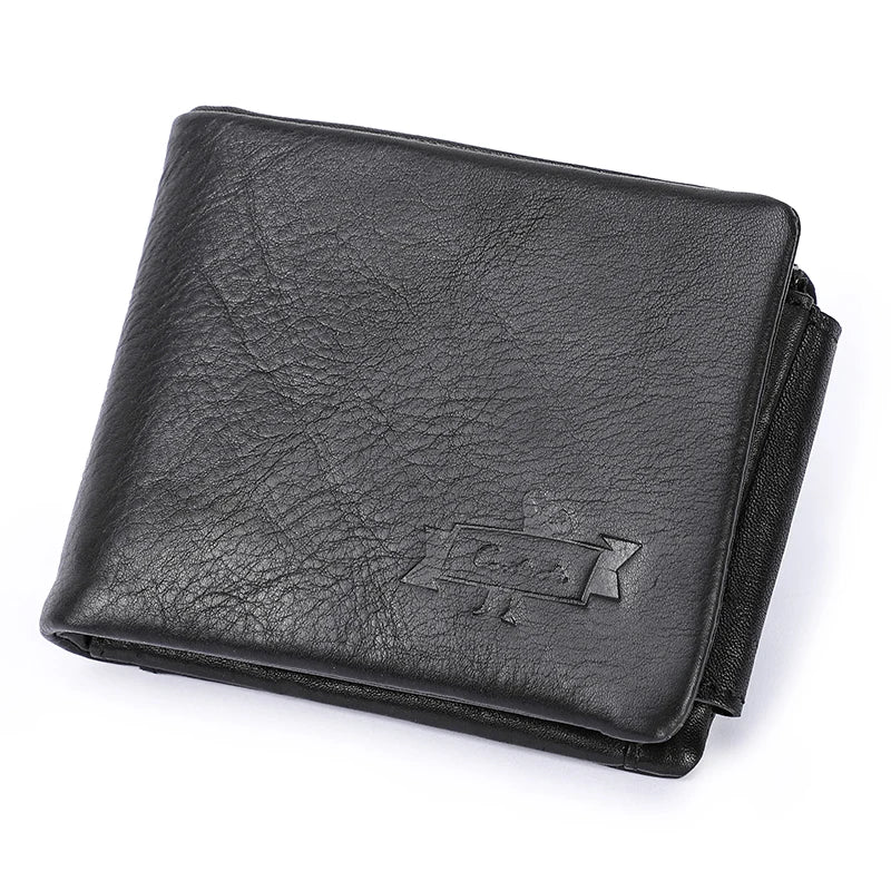 Herren Echtleder Geldbörse Vintage Trifold Haspe Reißverschluss Kartenhalter Geldclip