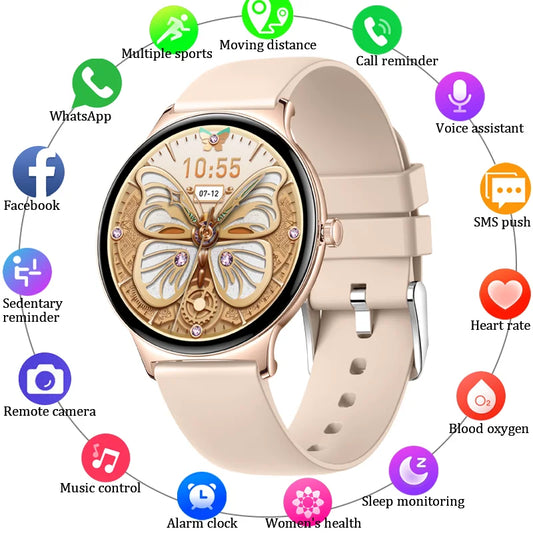 LIGE 2024 1,43" HD AMOLED Smart Watch DAMEN Herzfrequenz Blutsauerstoffmonitor Damen Gesundheit Smartwatch FÜR Xiaomi IOS Damen Geschenk