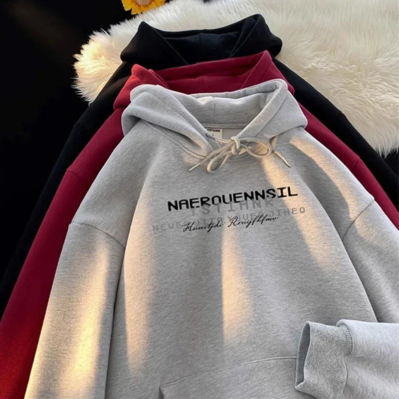 2025 neue Männer High Street Brief Gedruckt Mit Kapuze Sweatshirts Casual Lose Vintage Hip Hop Hoodies Ästhetische Mode Y2K Hoodie