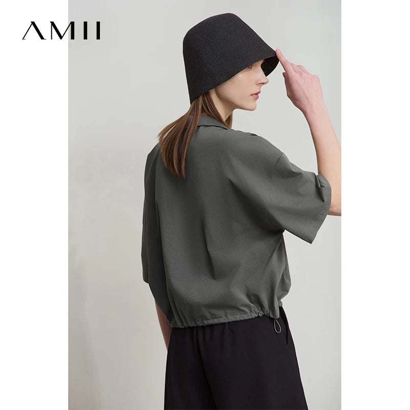 Damen T-Shirts im minimalistischen Stil mit neuem V-Ausschnitt und kurzen Ärmel
