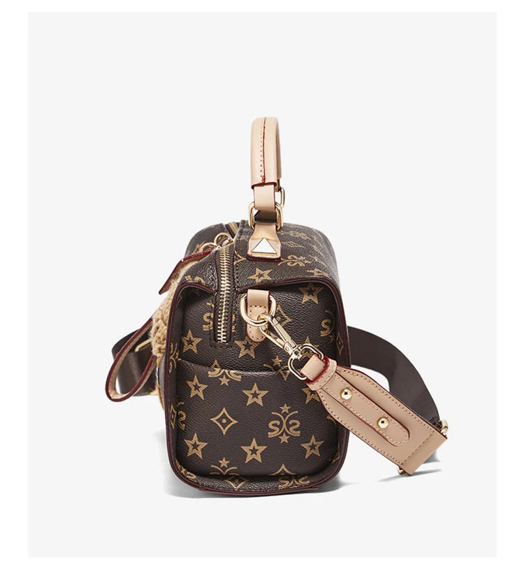 Damen Handtasche aus PU-Leder im Boston-Stil mit verstellbarem Tragegurt