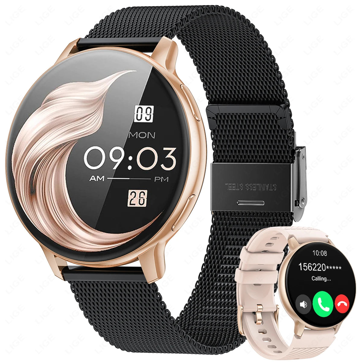 LIGE Neue Smartwatch mit Sprachanruf, 1,39 Zoll HD-Display, Smartwatch, Herzfrequenz-Gesundheitsüberwachung, Sport-Smartwatch für Männer und Frauen 2024