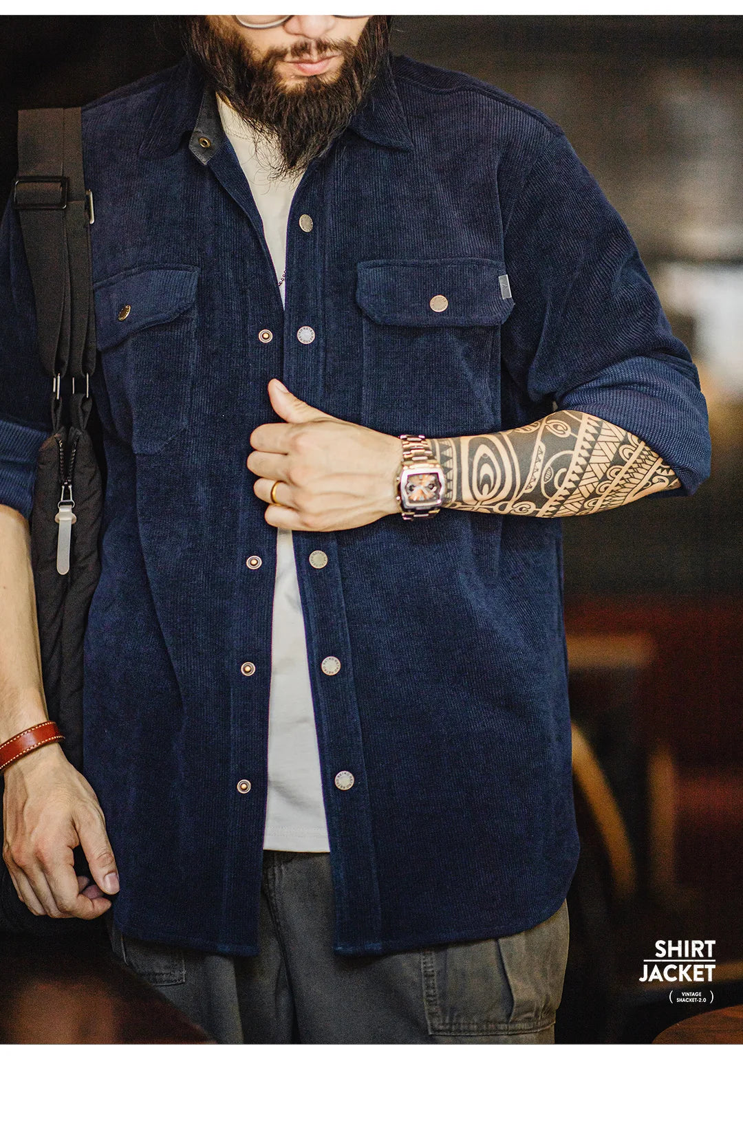Herren Jacke im Vintage-Stil aus schwerem Strick mit Taschen