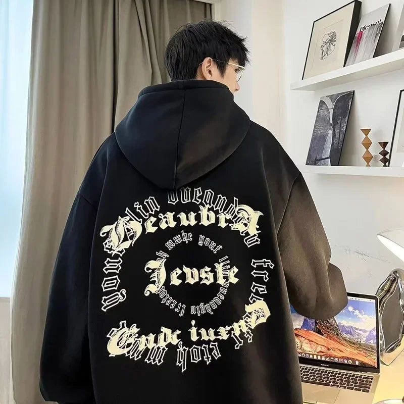 Herren Y2K Hoodie im Hip Hop Stil mit Kapuze und Taschen