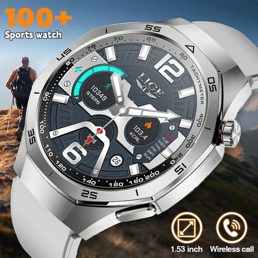 LIGE 2025 Neue Bluetooth Anruf Smart Uhr 1,53 "360*360 Benutzerdefinierte Zifferblatt Wasserdichte Sport Männer Frau Gesundheit Monitor smartwatch Für Mann