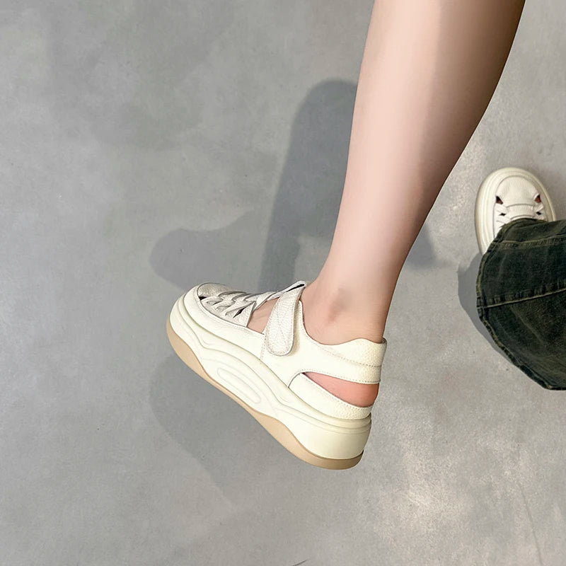 AIYUQI 2025, neue frauen turnschuhe schuhe Sommer dicken sohlen hohl frauen sandalen Große-größe casual schwein käfig weibliche schuhe