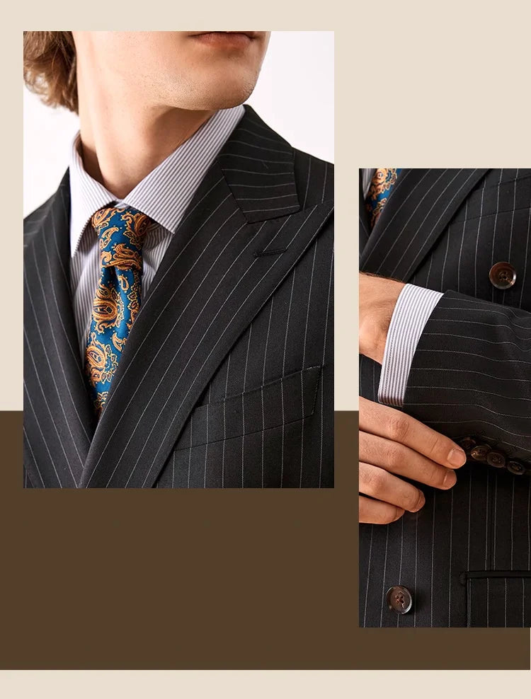 Hochwertiger Herrenanzug in Slim Fit mit schwarzem Sakko, Weste und Hose – ideal für Hochzeiten und festliche Anlässe