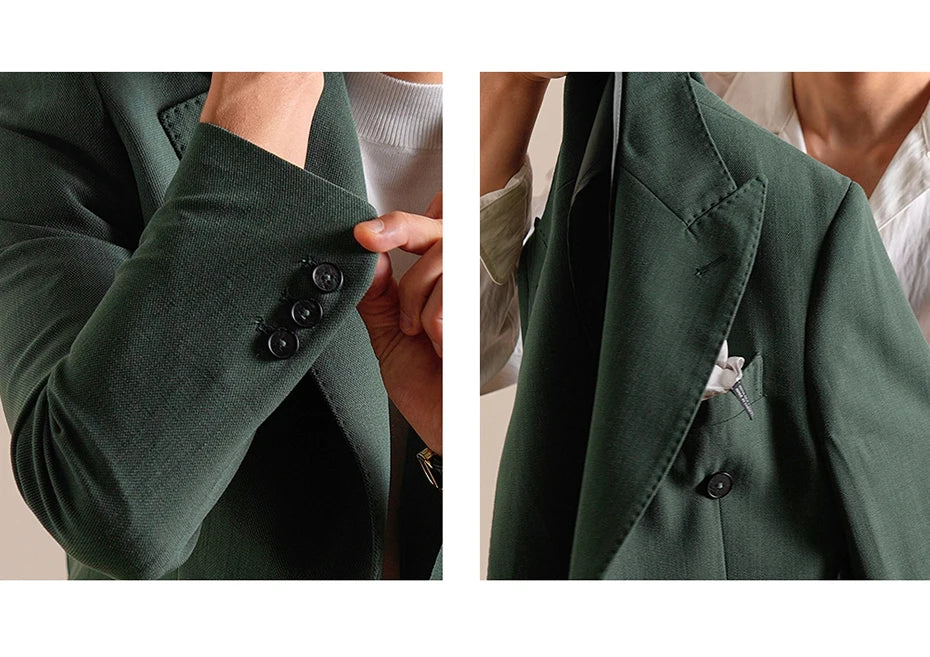 Eleganter Herrenanzug in Slim-Fit mit Blazer, Weste und Hose in Tiefblau – ideal für Hochzeit oder Business.
