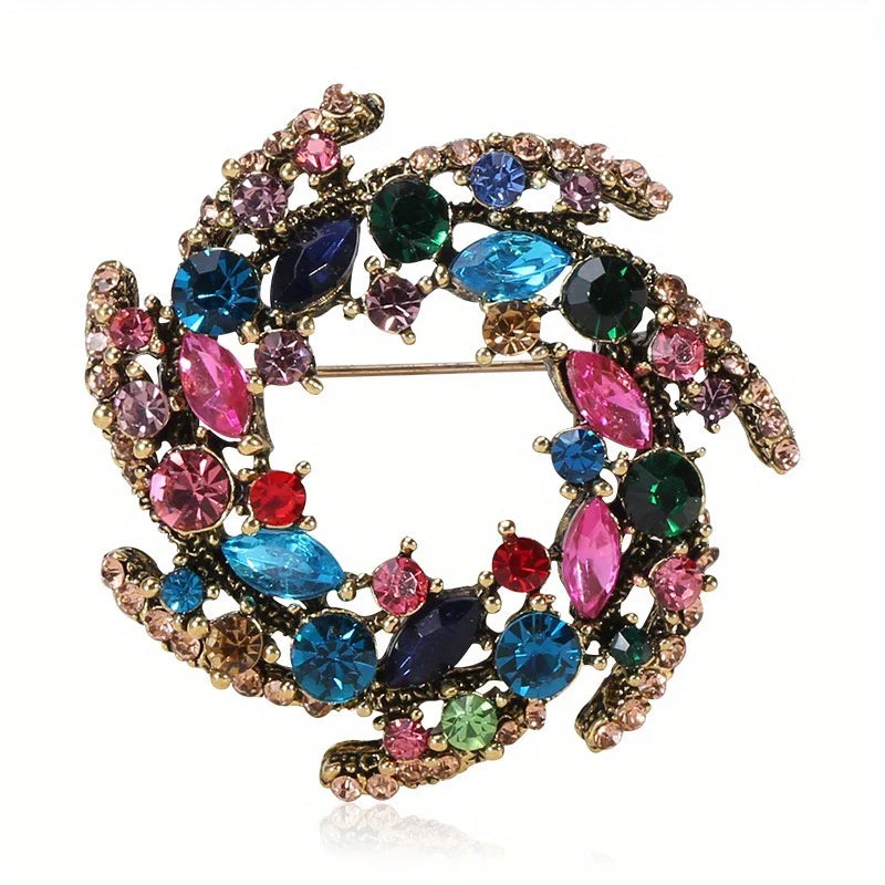 Brosche Girlande Kristall Strass Rund Luxus Boutique Corsage Damen