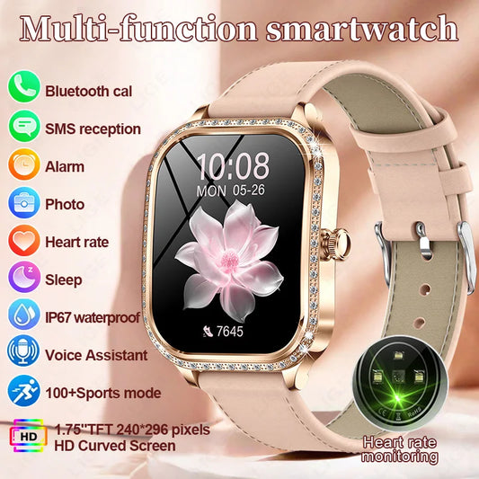 LIGE Smart Uhren Für Frauen Bluetooth Anruf Fitness Tracker frauen Wasserdichte Digital Uhr Herzfrequenz Smartwatch Reloj Mujer