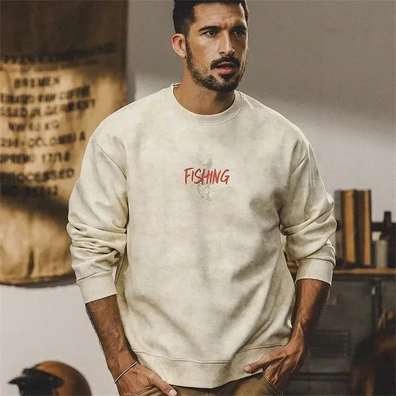 Herbst Cartoon Angeln Grafik Sweatshirts Hombre Hip Hop Mode Brief Crewneck Pullover Hoodies lässig y2k Streetwear Kleidung