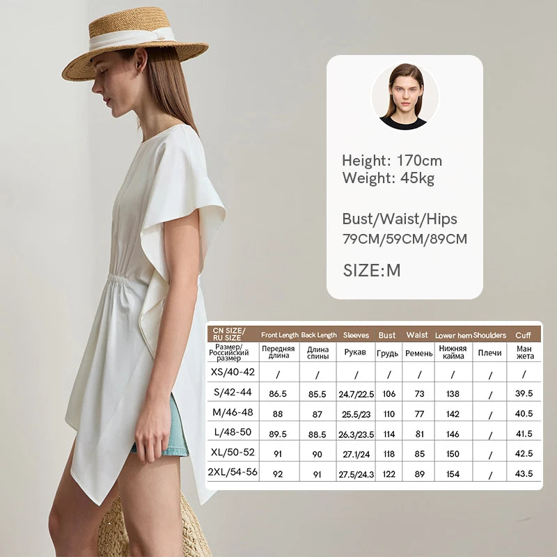 Damen T-Shirt mit rundem Hals und asymmetrischem Design für den Sommer