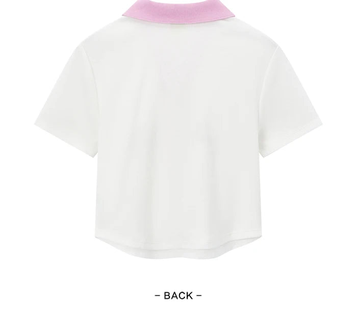 Semir Polo Shirt Frauen Kurzarm Frühling bestickt süß cool Retro Sommer T-Shirt neue Kontrast farbe enges Polo-Shirt