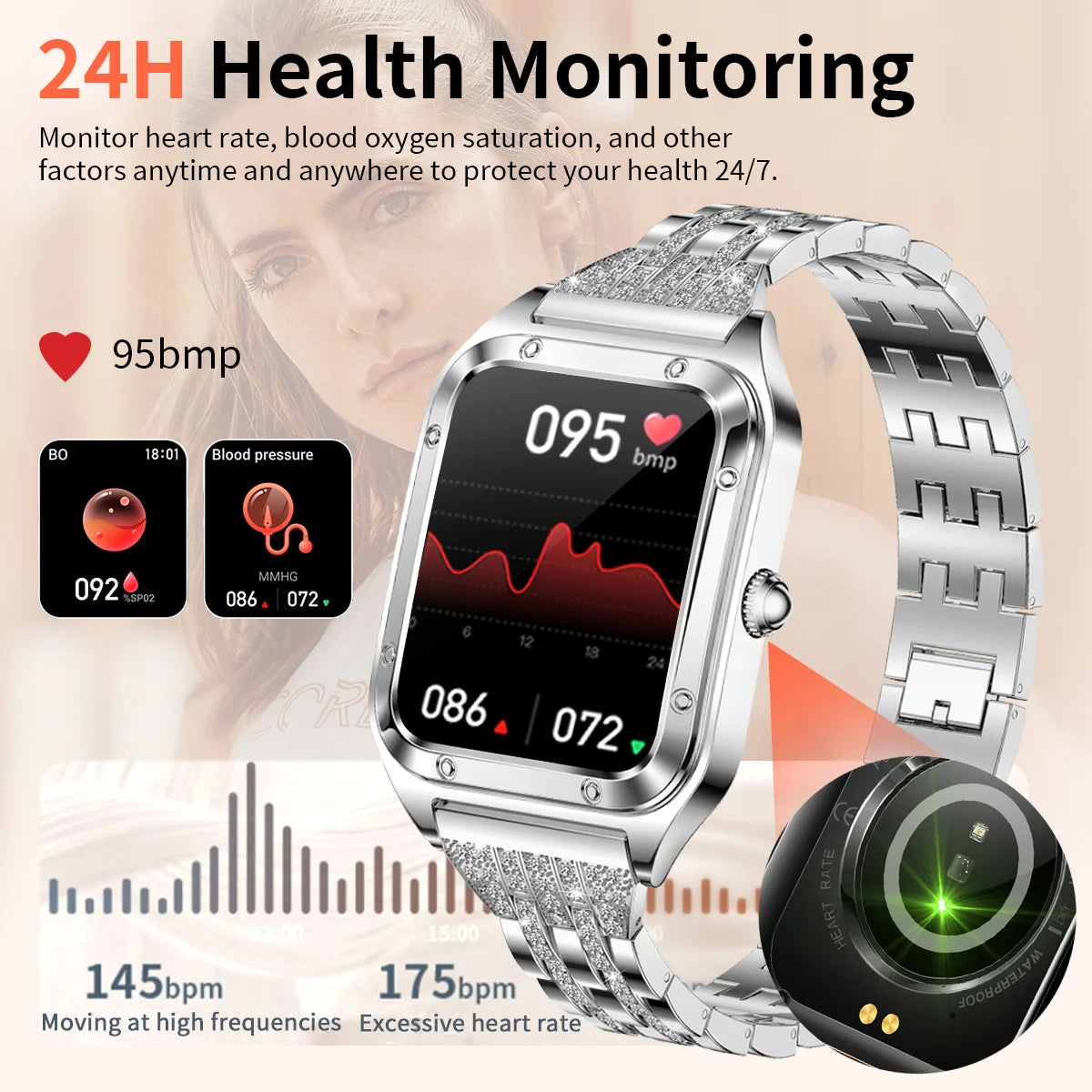 Damen Smartwatch mit 1,57 Zoll Full Touch Screen und Gesundheits-Tracker
