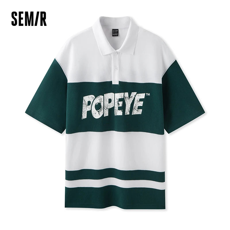 Semir Popeye Collaboration Poloshirt Herren 2025, Sommer, neuer Paar-Stil, übergroßes Polo-Top