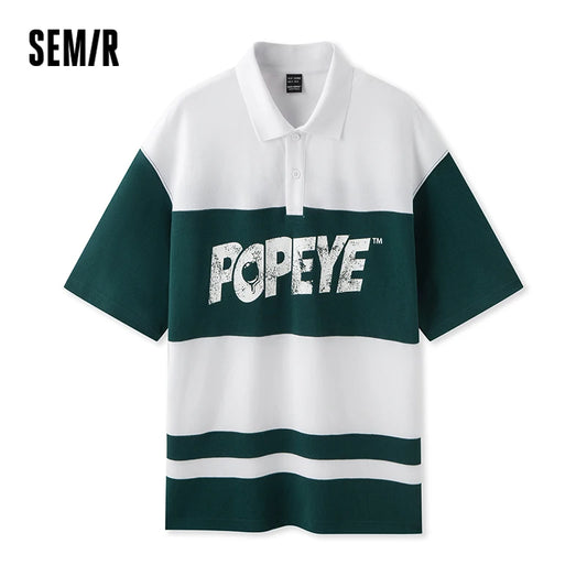 Semir Popeye Collaboration Poloshirt Herren 2025, Sommer, neuer Paar-Stil, übergroßes Polo-Top