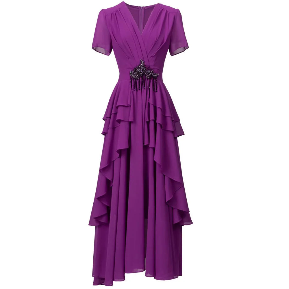 Elegantes Damen-Minikleid mit Perlenbesatz, Reverskragen und langen Ärmeln – modisches Patchwork-Design mit Knopfleiste