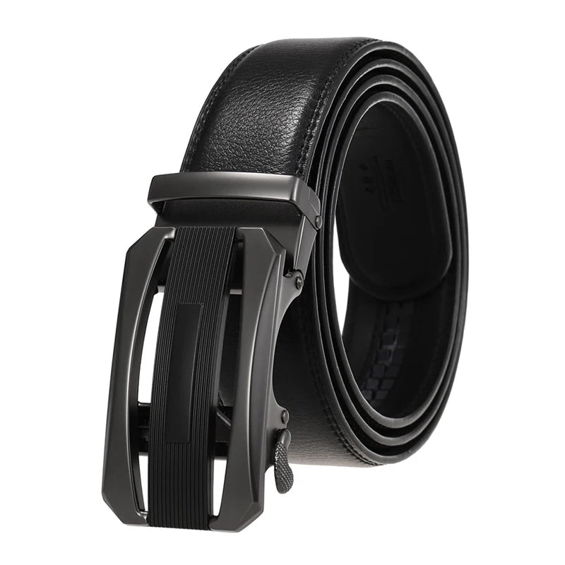 VATLY Echtleder Ratchet Gürtel Herren 38mm Natur-Rindsleder Automatik-Schnalle