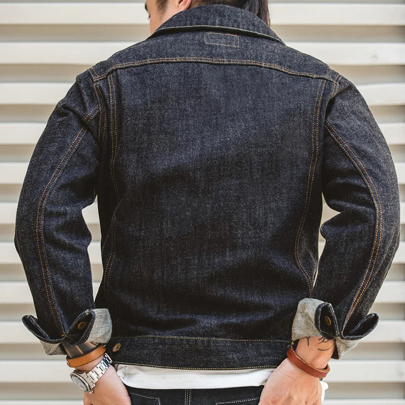 Herren Jeansjacke Vintage 14,8 Unzen Denim Klassisch Slim Fit Mantel