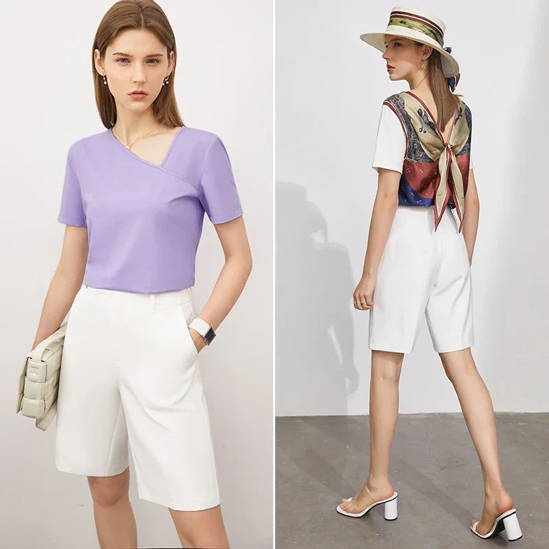 Damen Shorts im minimalistischen Stil mit hoher Taille für das Büro