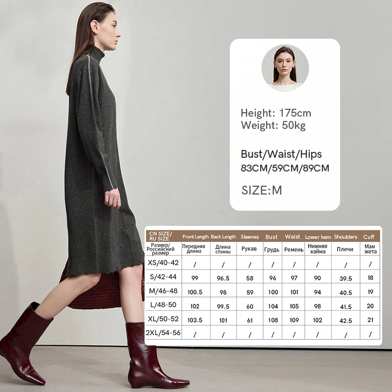 Zeitloses Rollkragen Kleid Für Damen Warme Gestrickte Passform Herbst