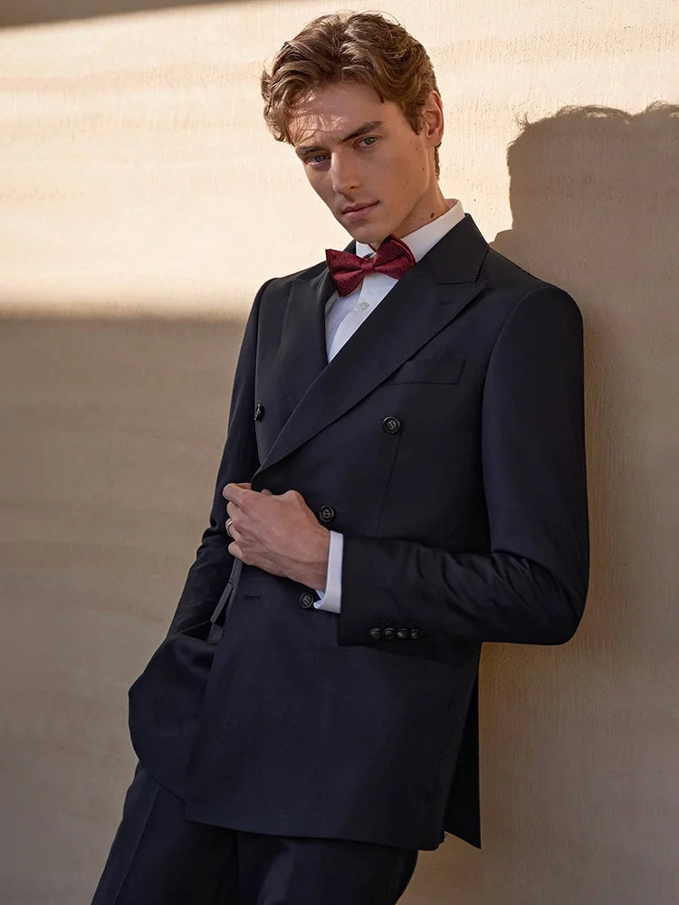 Schmal geschnittener Herrenanzug-Blazer mit grauen Streifen und 2-Knopf-Einreiher – ideal für Partys und Hochzeiten, Größe 48