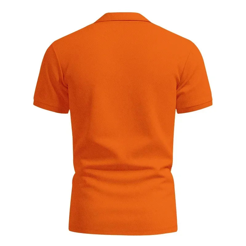 Langärmeliges Herren-Poloshirt mit Waffelstruktur und Knopfleiste – ideal für Freizeit und Urlaub