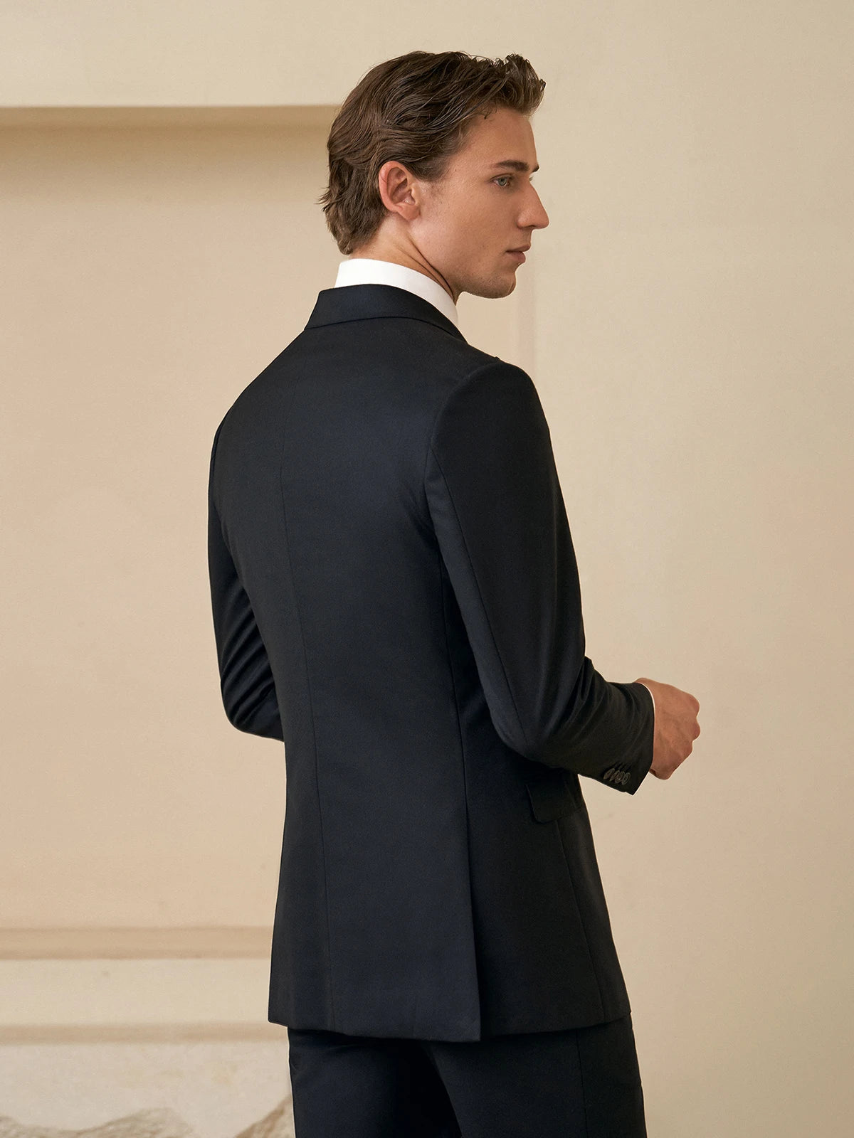 Herrenanzug aus 100% Wolle, doppelt geknöpft, in Grau – Slim Fit Sakko, Weste und Hose für Hochzeiten und festliche Anlässe, auch in großen Größen erhältlich.