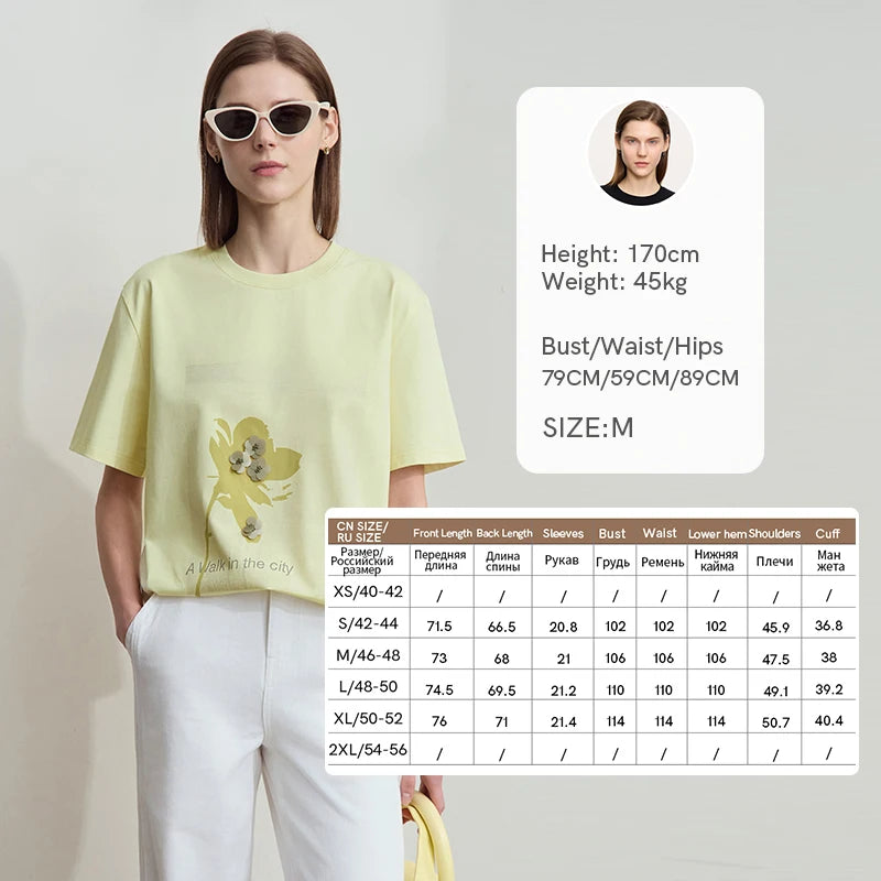 Damen T-Shirt mit minimalistischem O-Ausschnitt und Pailletten-Verzierung