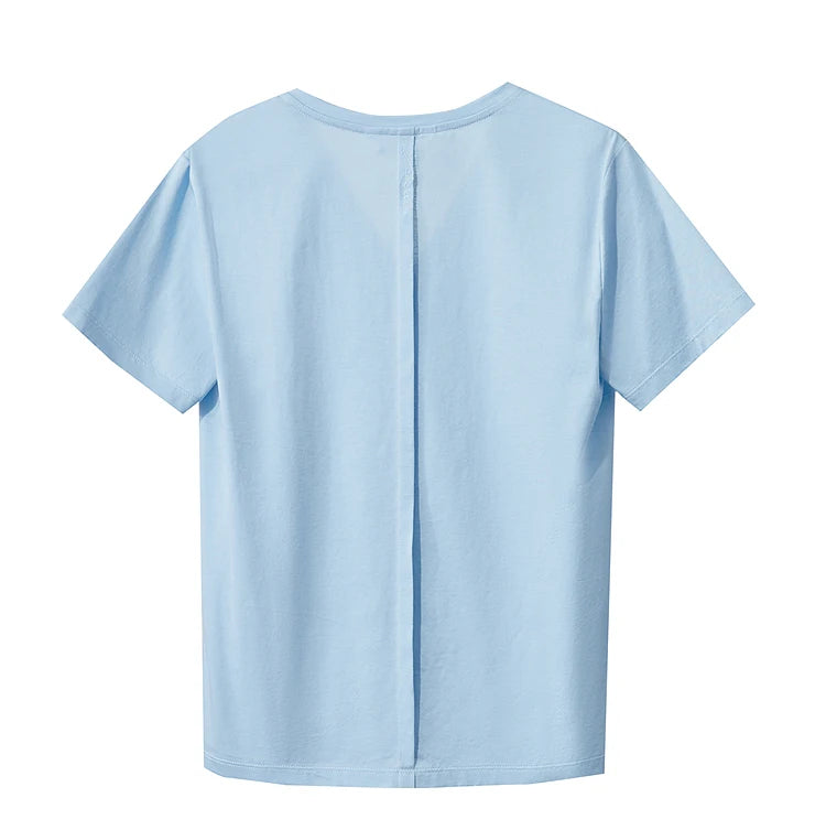 Damen Top im minimalistischen Sommerstil mit einfarbiger Buchstabenstickerei