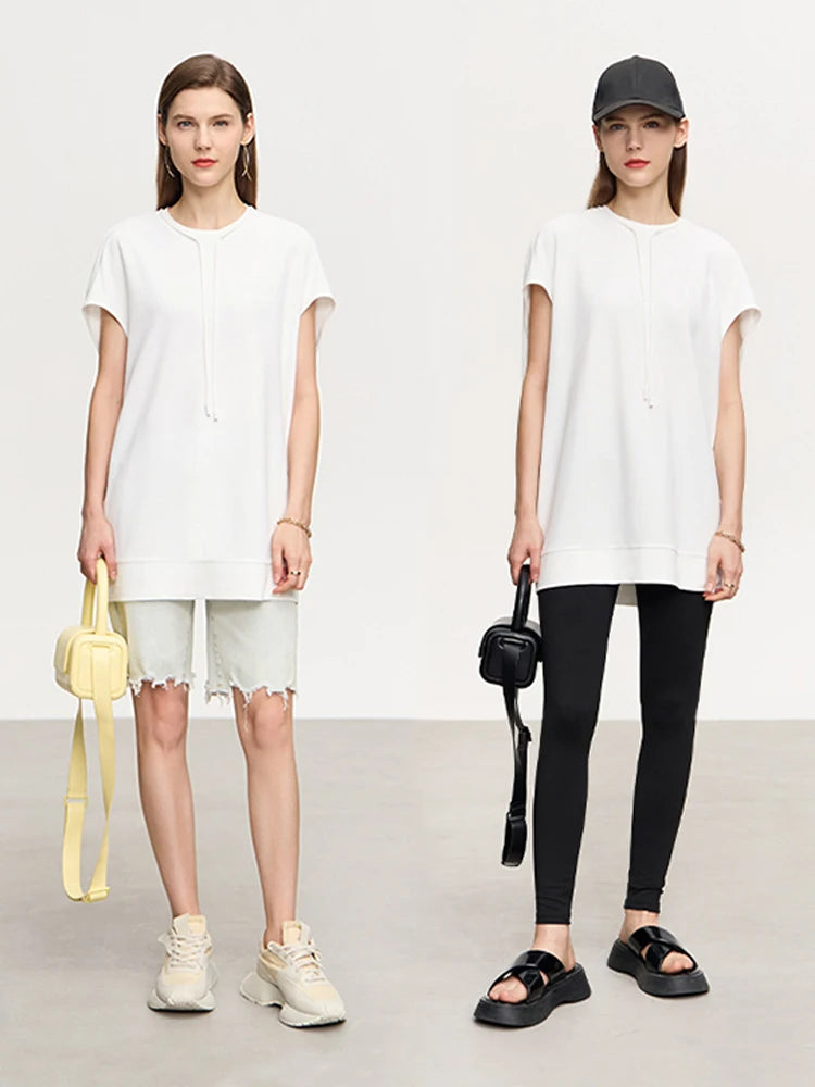 Damen T-Shirt im minimalistischen Stil mit lässigen kurzen Ärmeln