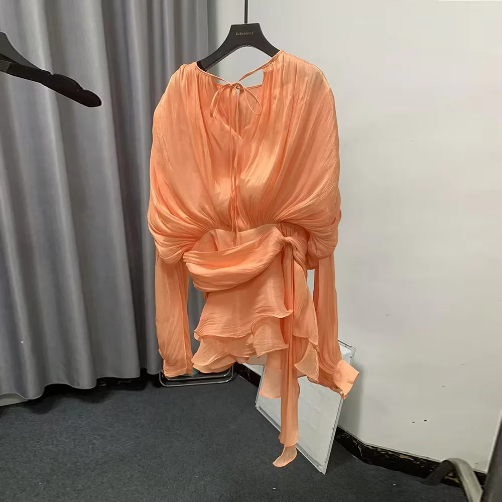 Elegantes Damen-Tunikakleid mit Rundhalsausschnitt, langen Ärmeln und Patchwork-Design
