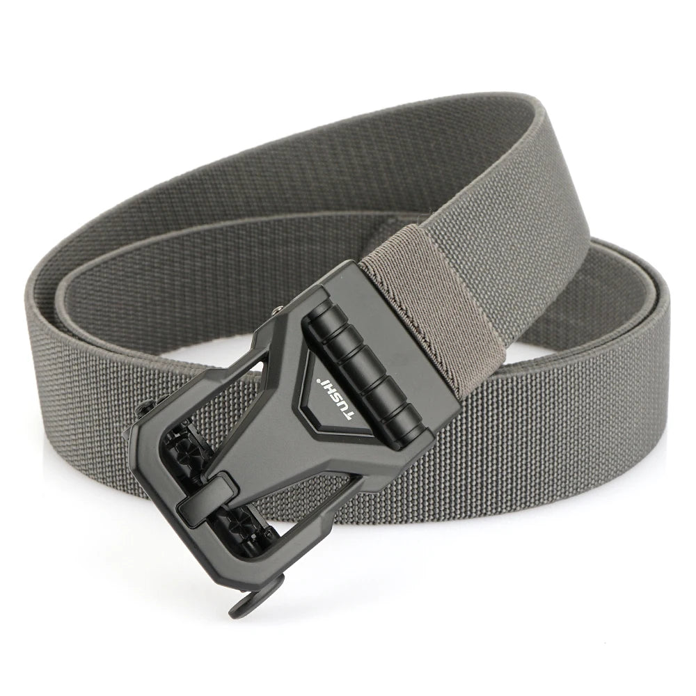 Herren-Gürtel mit grauem Nylon-Stretch und Automatik-Schnalle