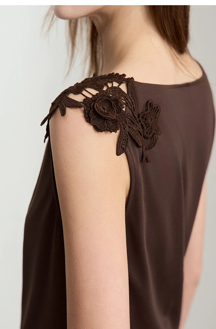 Damen Casual-T-Shirt im minimalistischen Stil mit Swing-Kragen und ärmellos