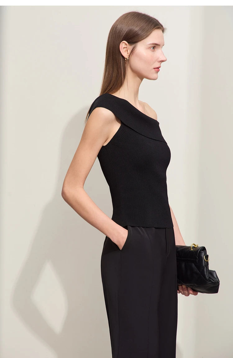 Damen Strickpullover im minimalistischen Stil mit schickem Slash Neck Design