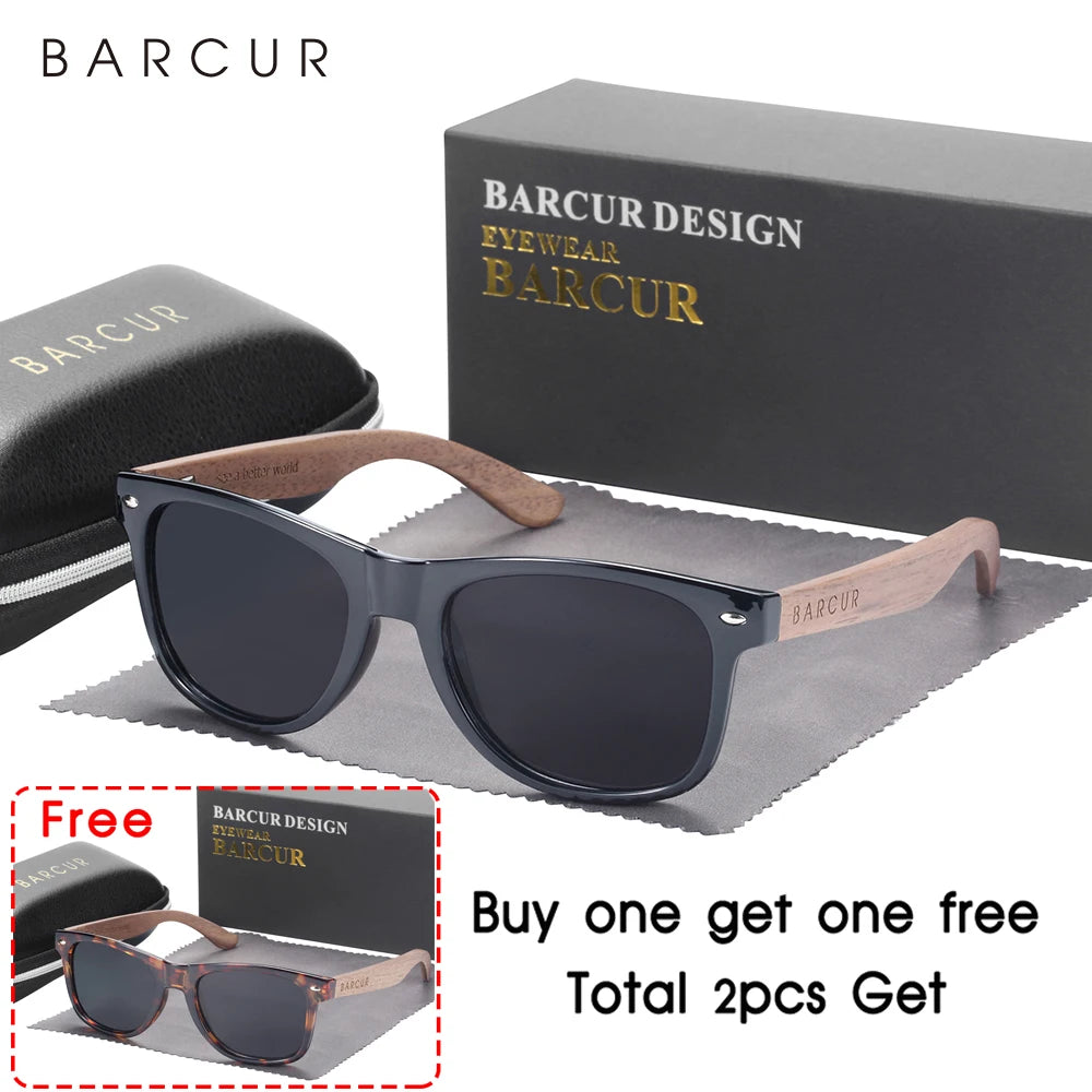 Sonnenbrille Naturholz Walnuss schwarz polarisiert UV400 Herren B